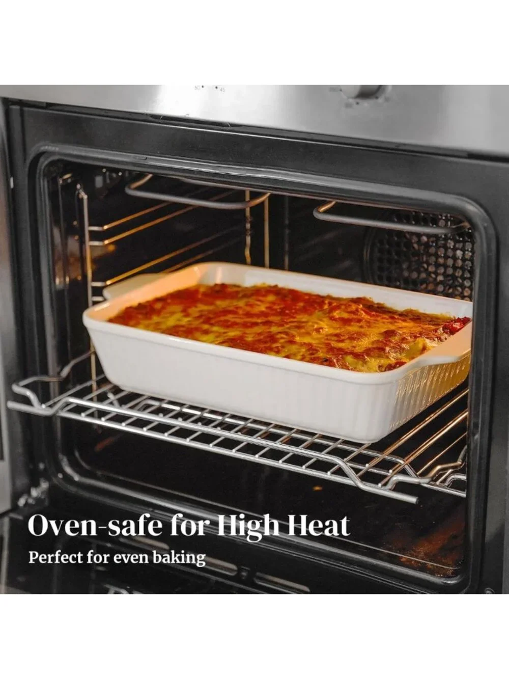 Ceramic Casserole Baking Dishes Set of 3 - Deep Lasagna Pan with Handles, White